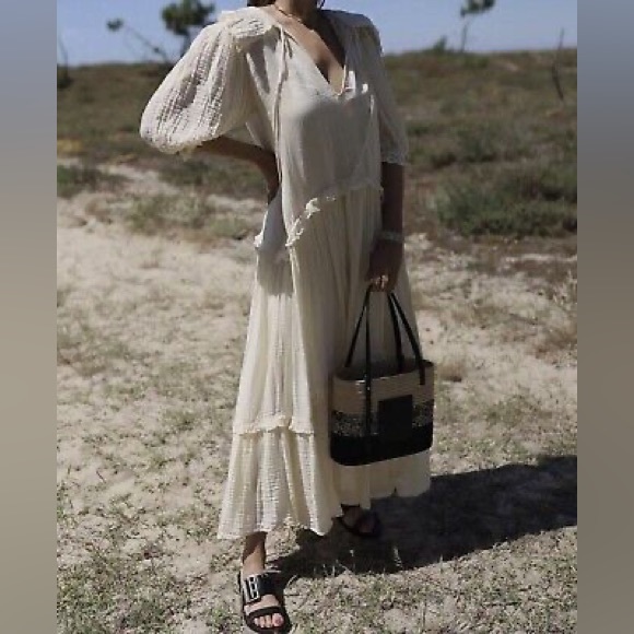 ZARA ~ ✨ Bloggers favourite ✨ MIDI DRESS WITH PANELS in Vanilla - Picture 5 of 17